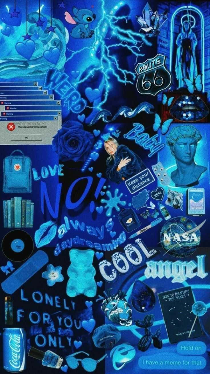 Neon Blue Baddie Aesthetic Collage Iphone