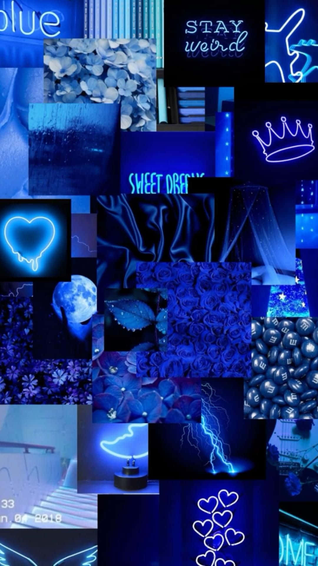 Neon Blue Baddie Crown Collage Background