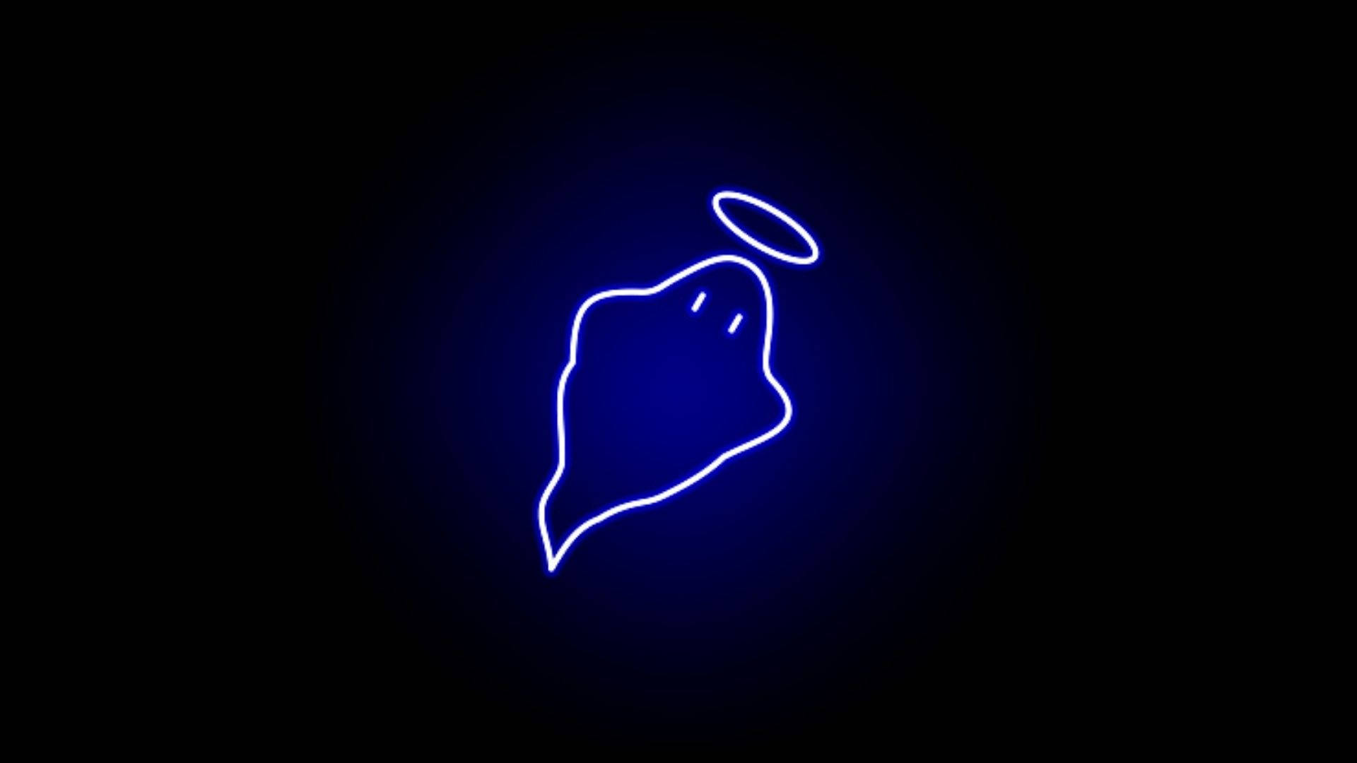 Neon Blue Cute Ghost Background