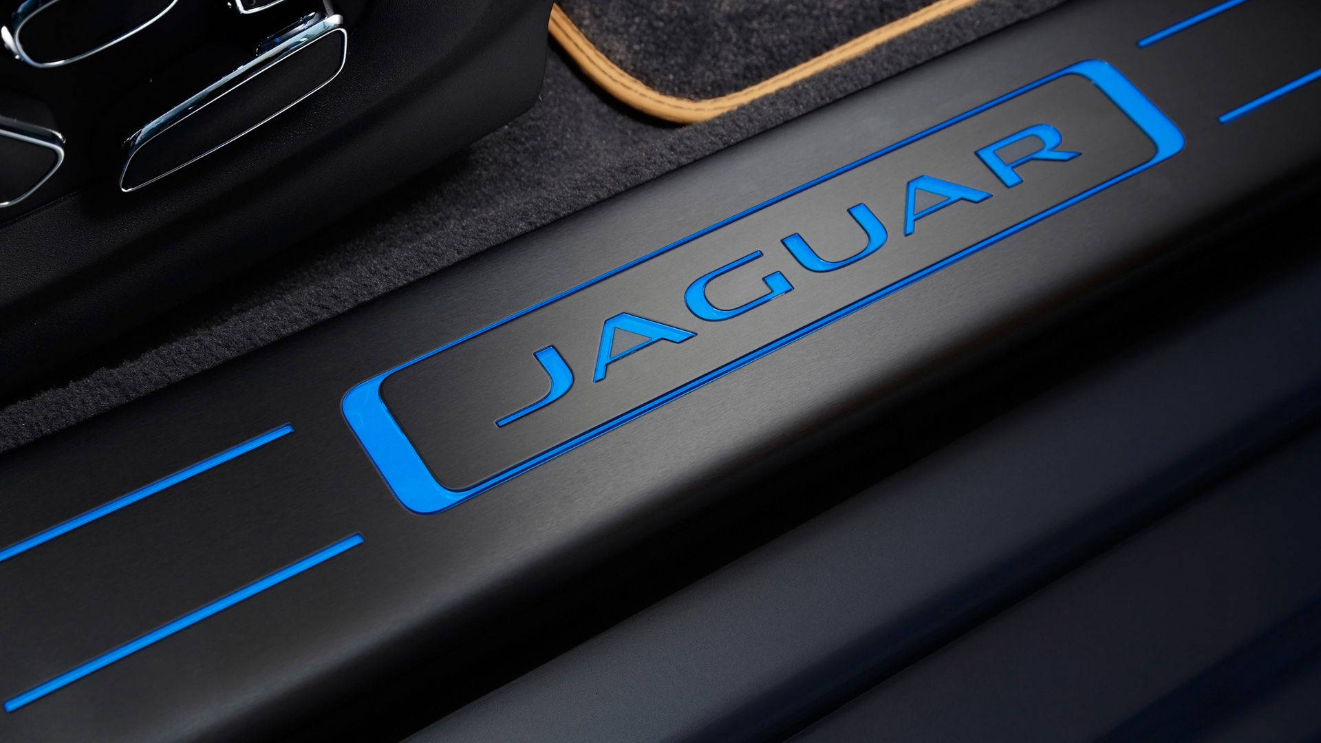Neon Blue Jaguar Car Logo Background