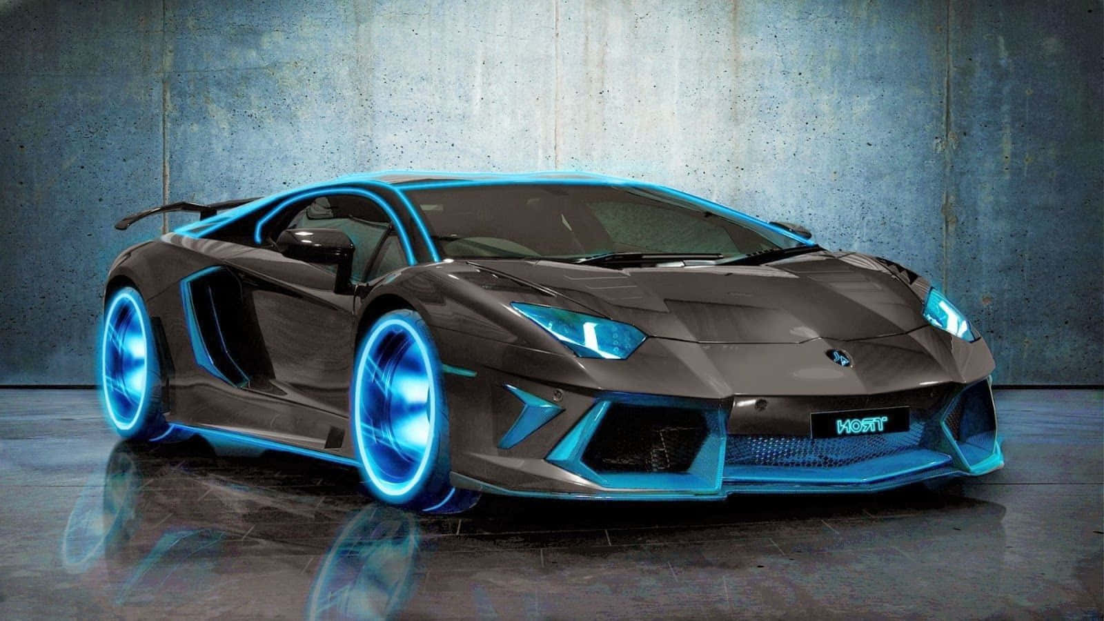 Neon Blue Lamborghini Background