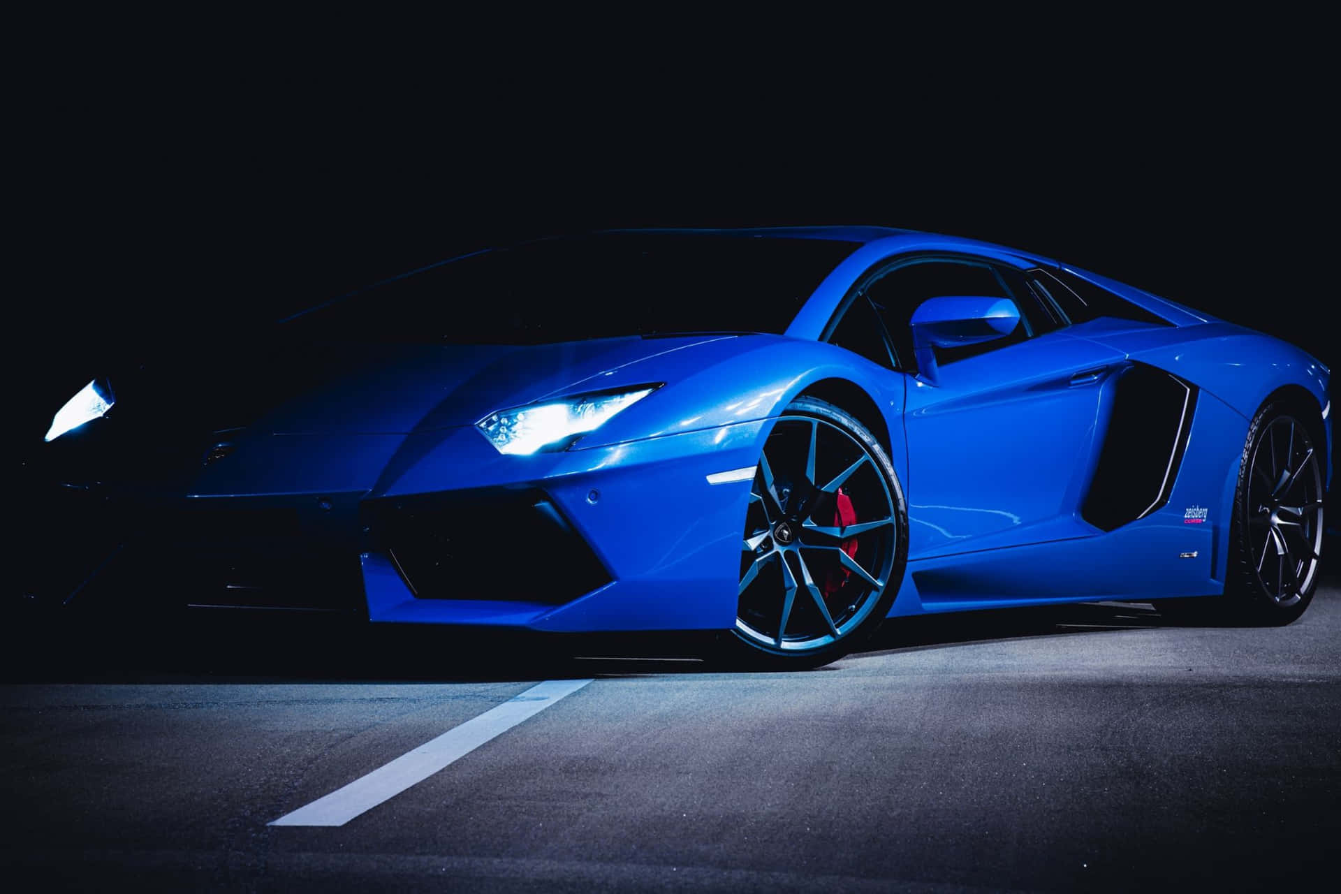 Neon Blue Lamborghini Night Scene Background