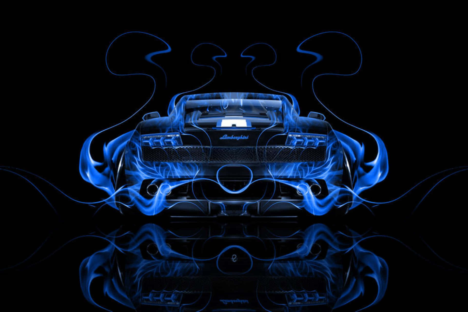 Neon Blue Lamborghini Smoke Art Background
