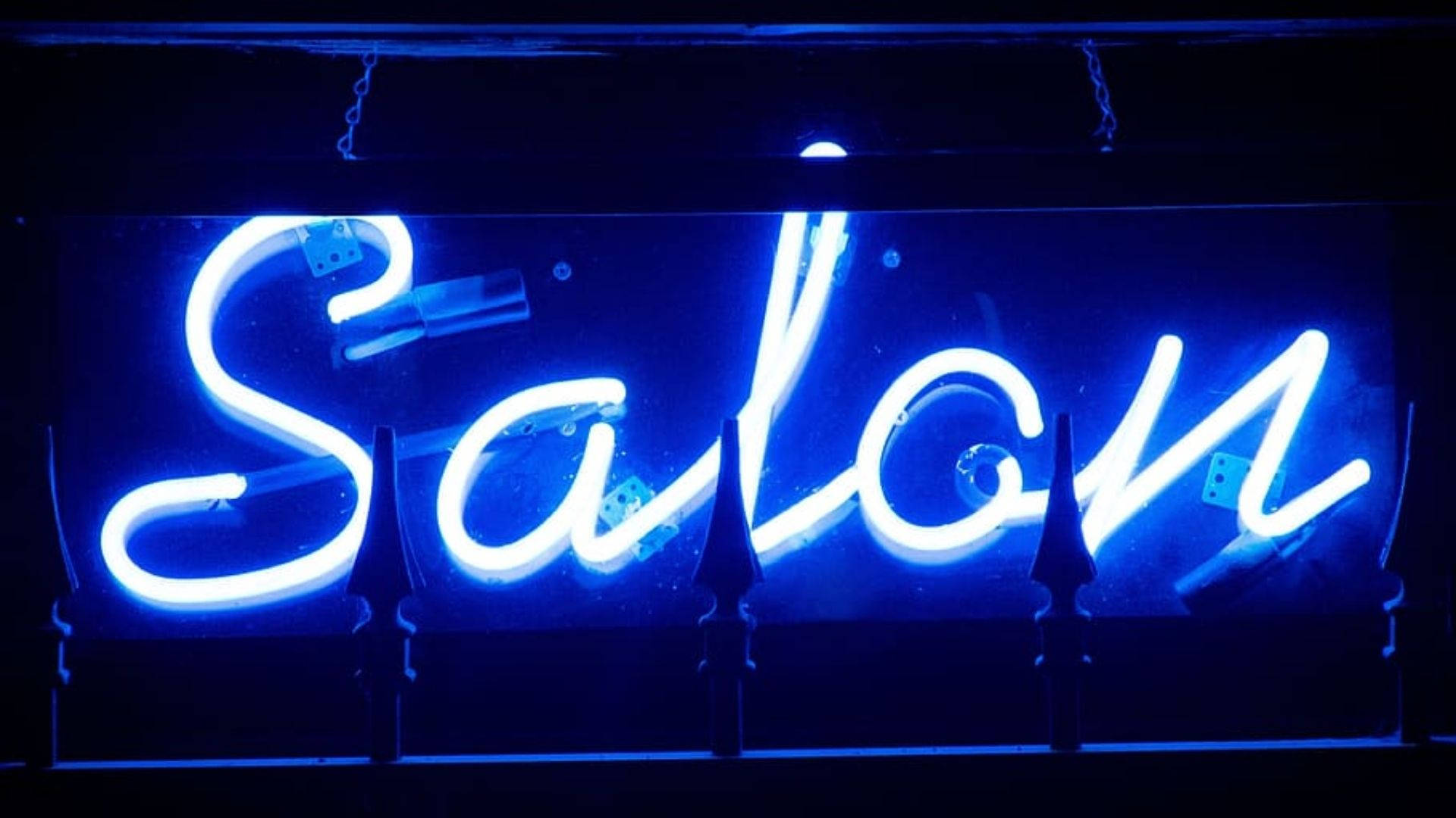 Neon Blue Led Salon Signage Background