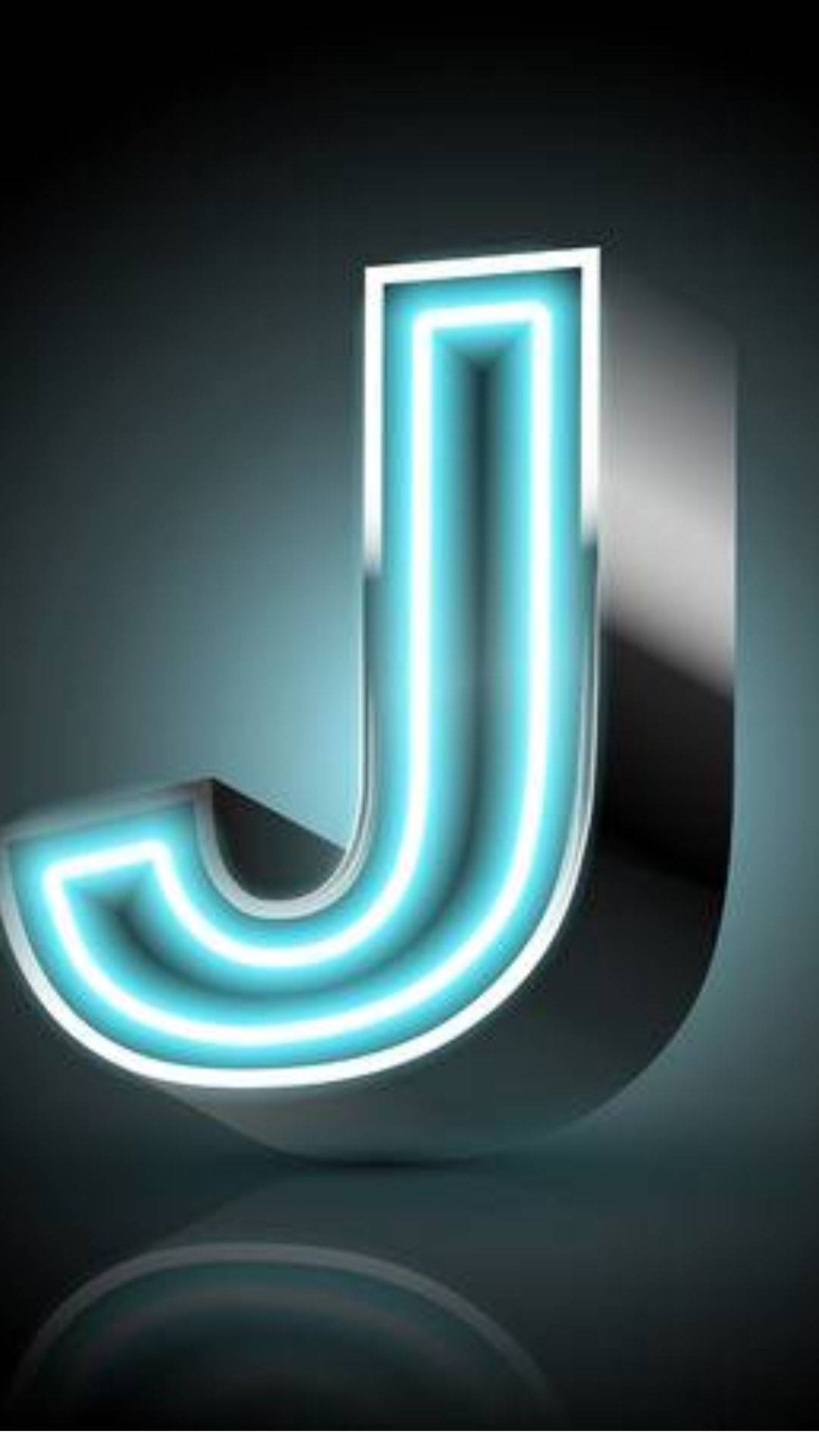 Neon Blue Letter J Background