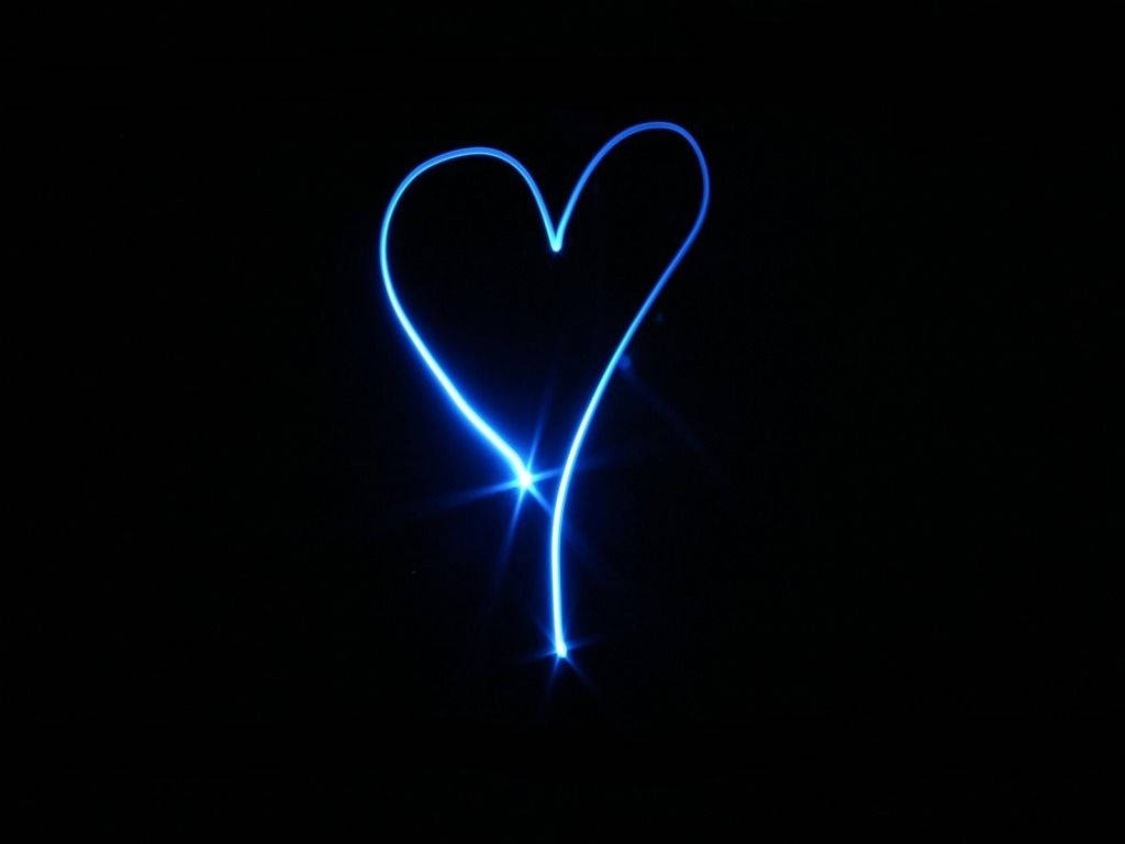 Neon Blue Light Heart Background