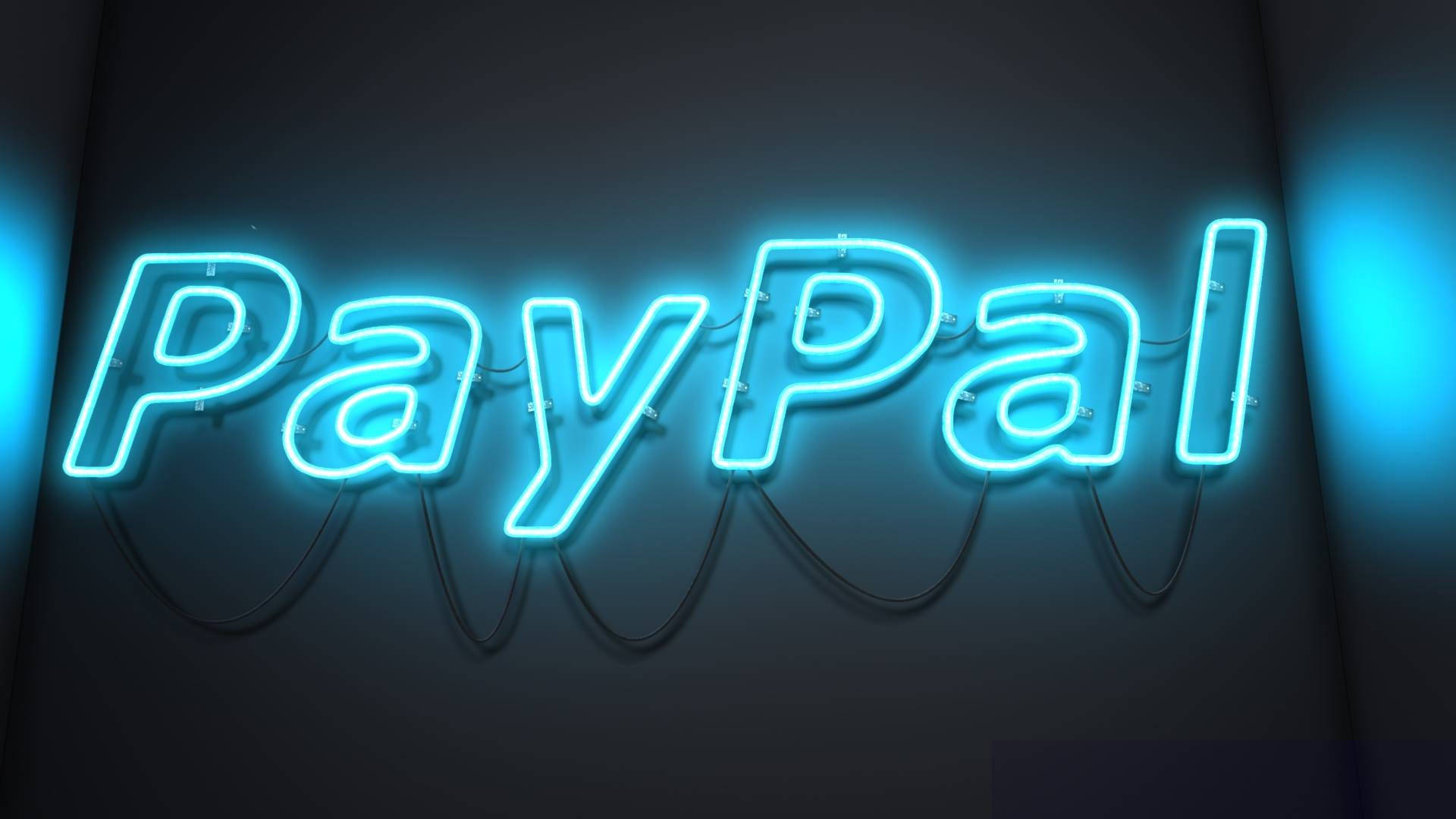 Neon Blue Light Paypal Logo Background