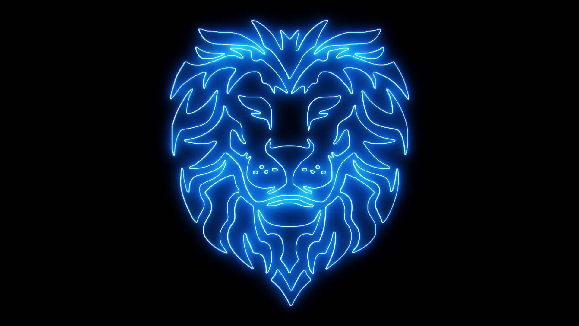Neon Blue Lion Head Background
