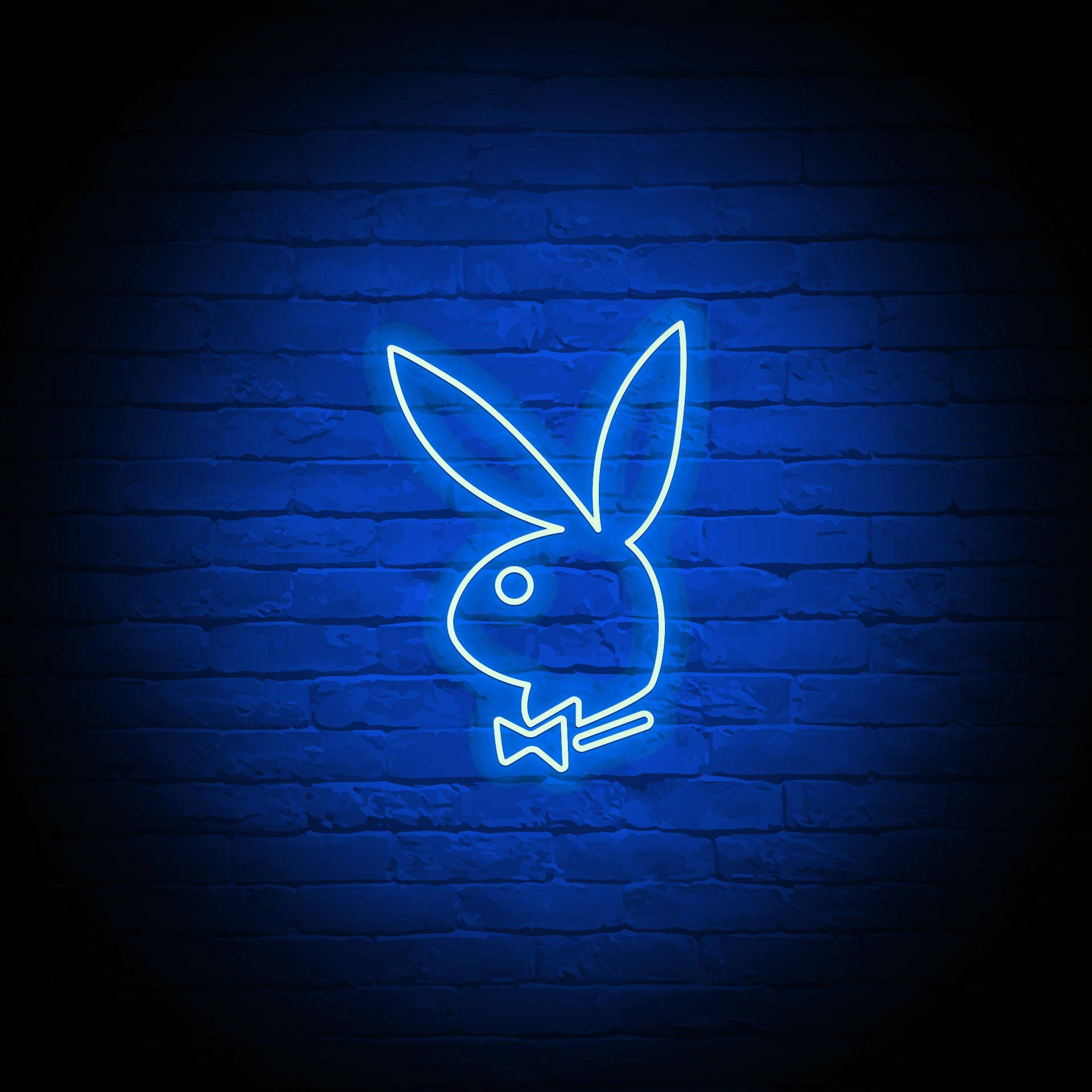Neon Blue Playboy Logo Background