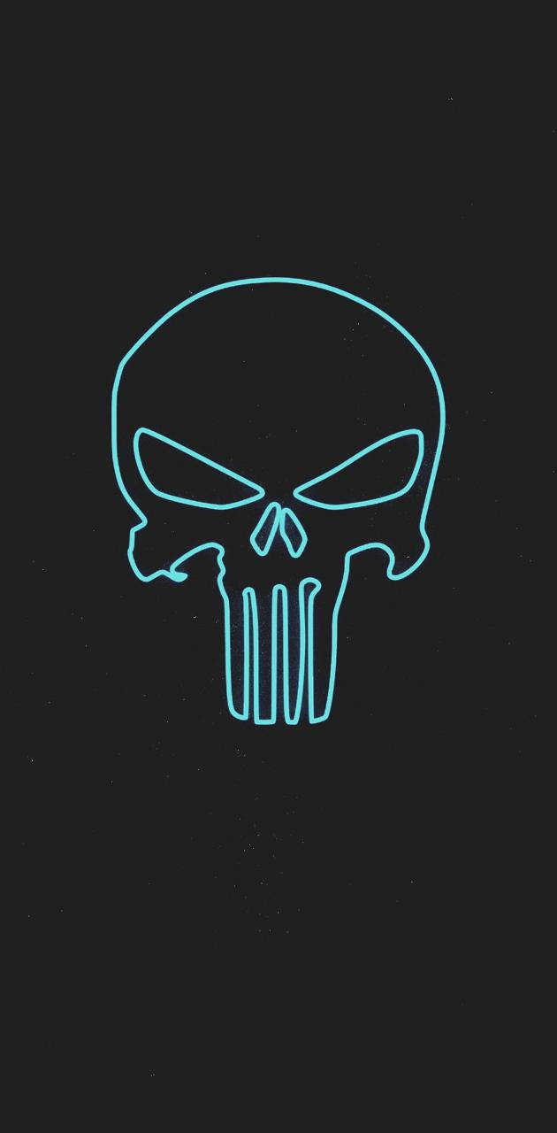 Neon Blue Punisher Skull Background