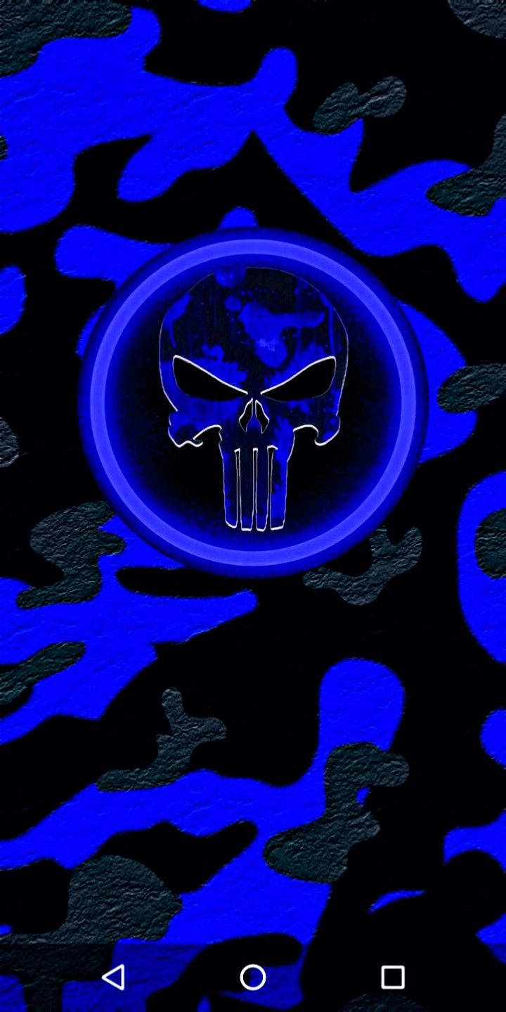 Neon Blue Punisher Skull Background