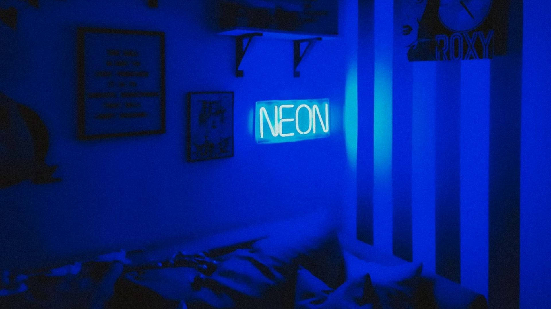Neon Blue Room Background