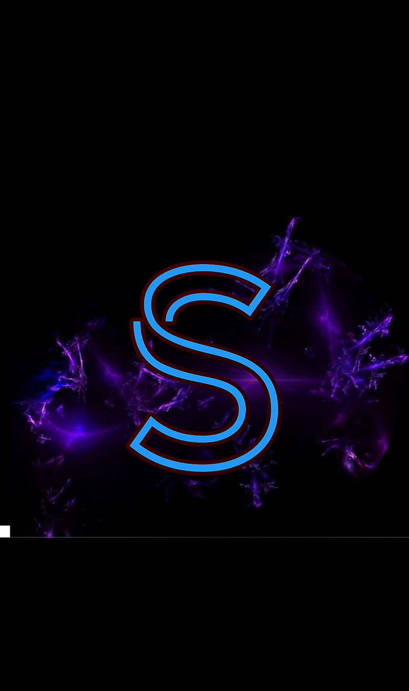 Neon Blue S Letter Background