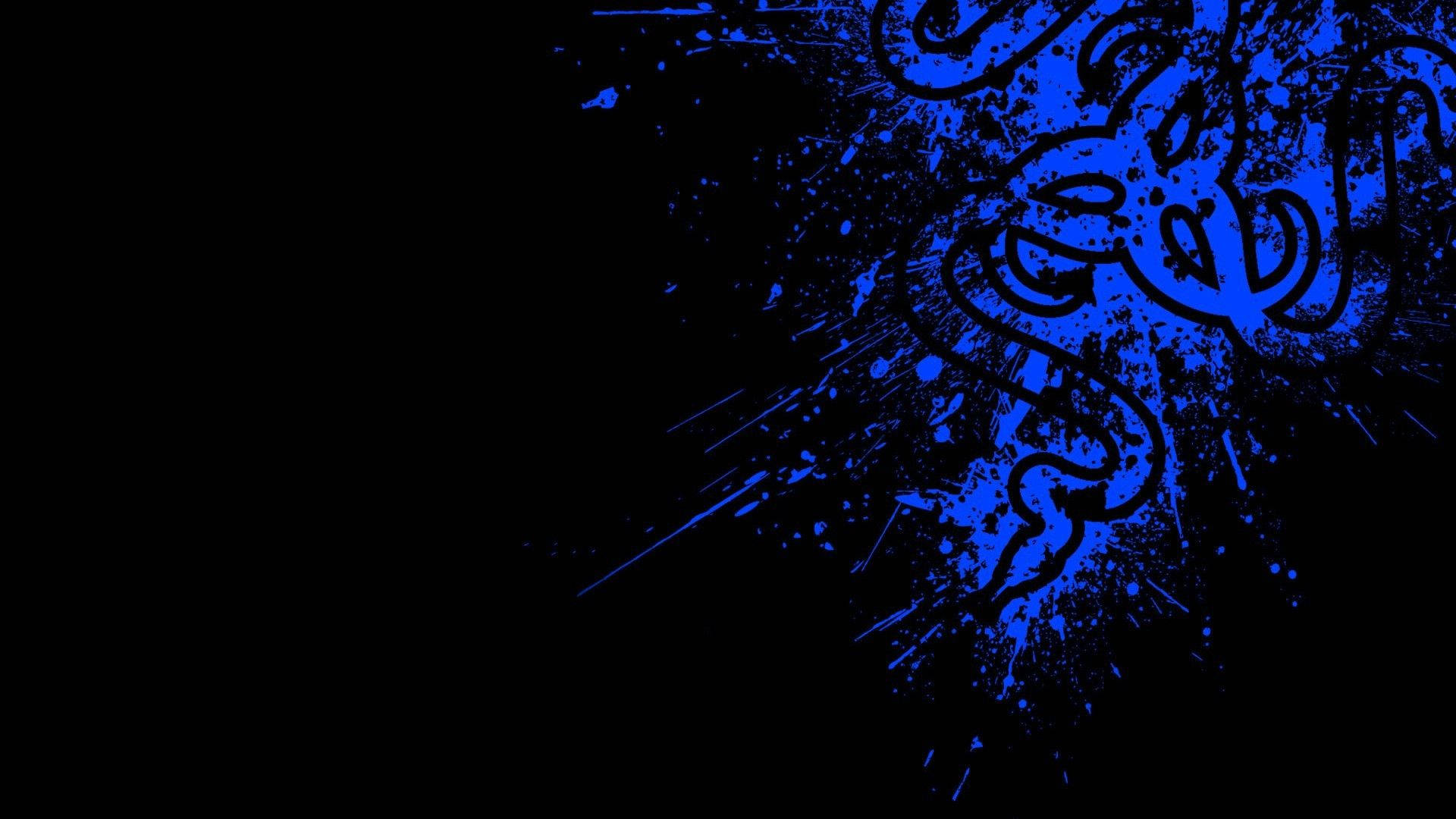 Neon Blue Splashes Razer Background