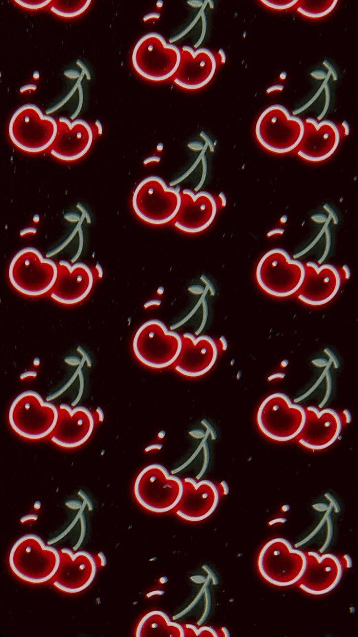 Neon Cherry Cute Dark Girly Background