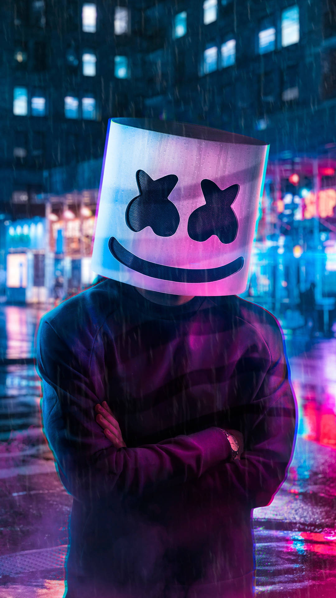 Neon City Background Marshmello Hd Iphone