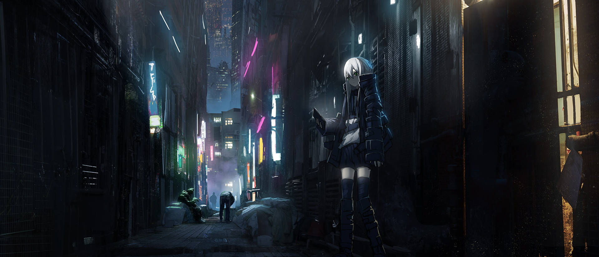 Neon City Dark Anime Aesthetic Desktop