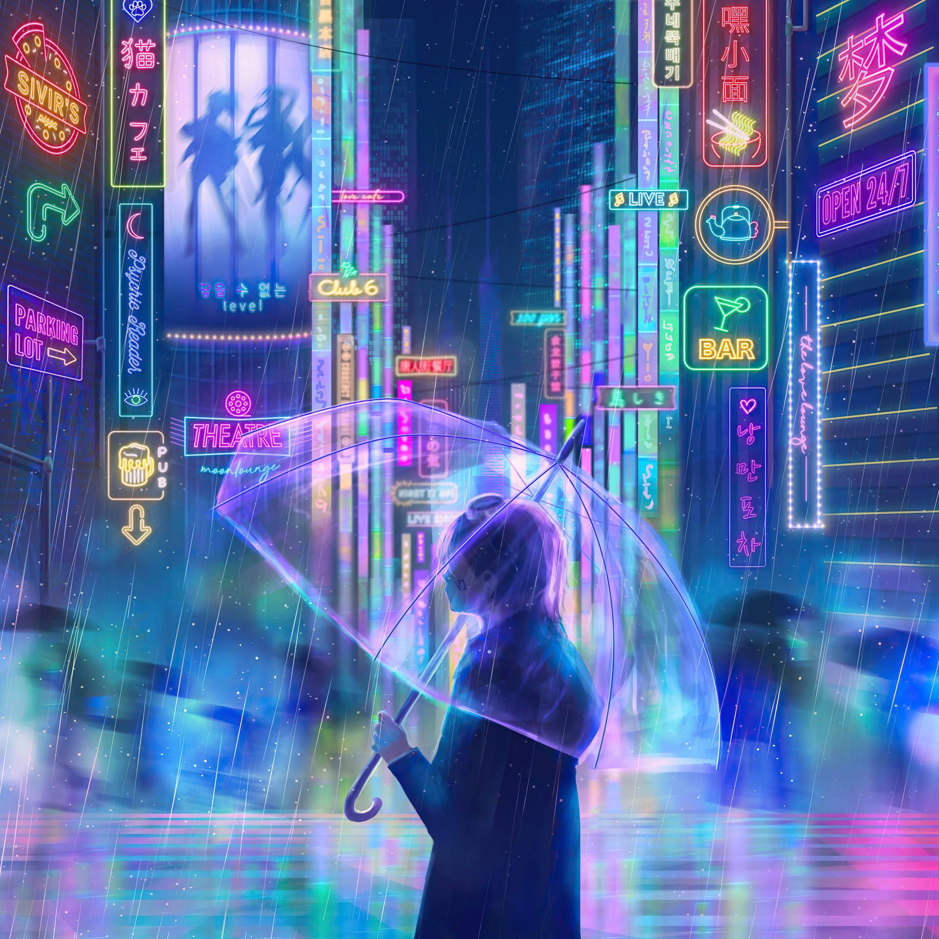 Neon City Lights Anime Ipad