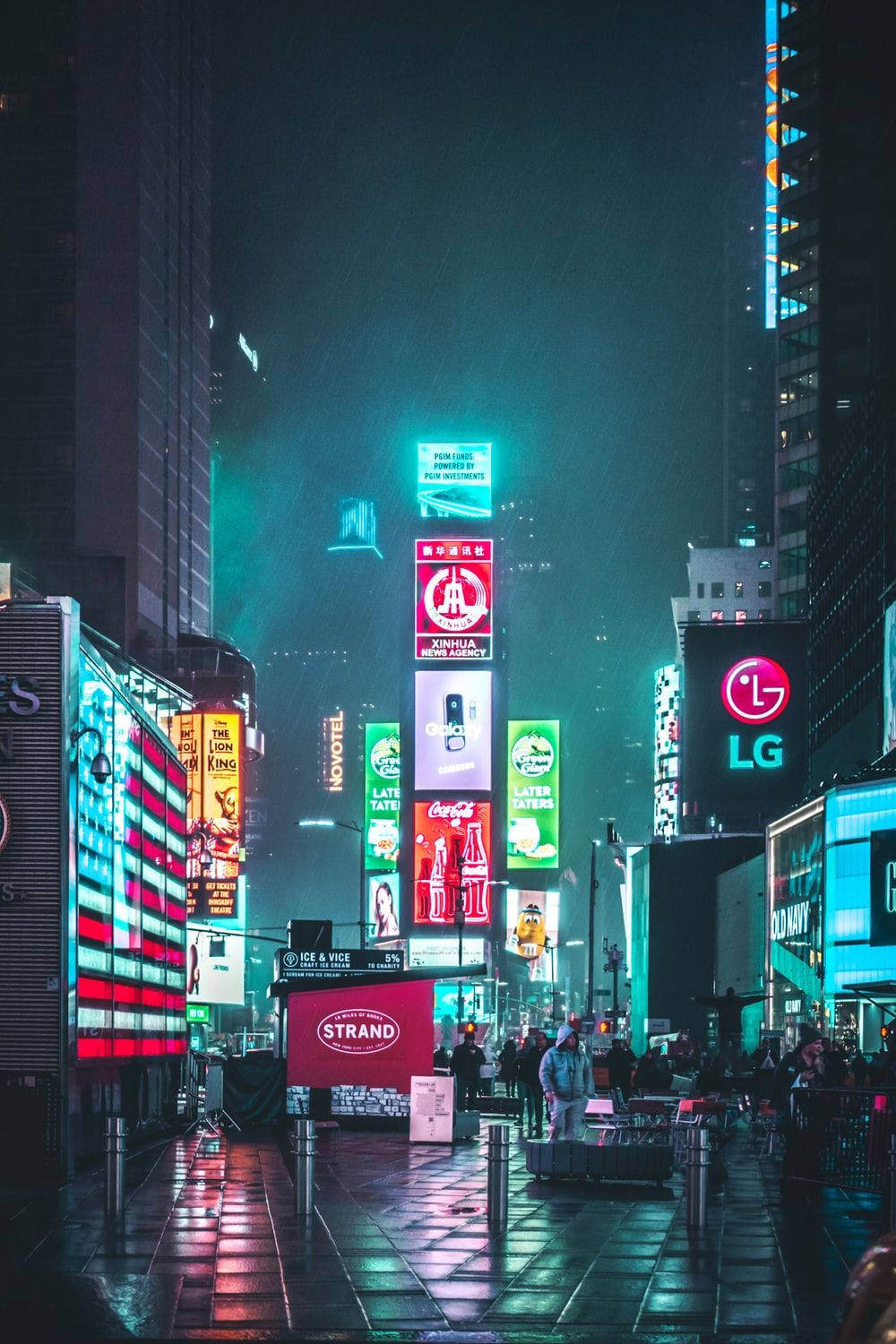 Neon City With Billboards