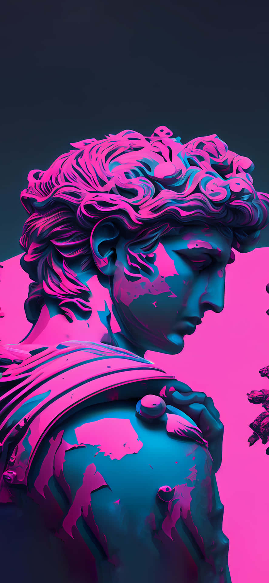 Neon Classical Statue Artwork Background