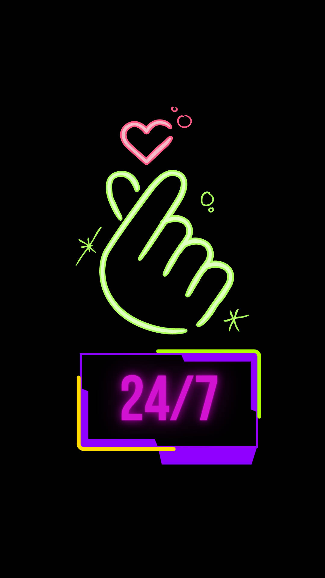 Neon Colored Finger Heart Background