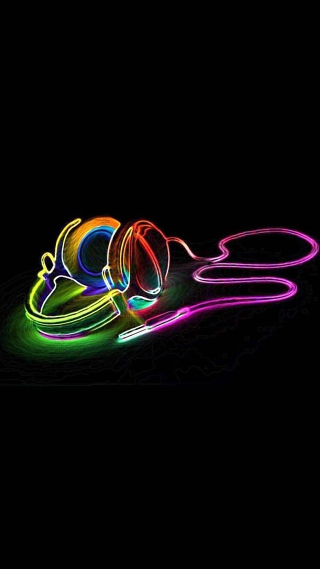 Neon Colorful Headset 3d Android Phone Background