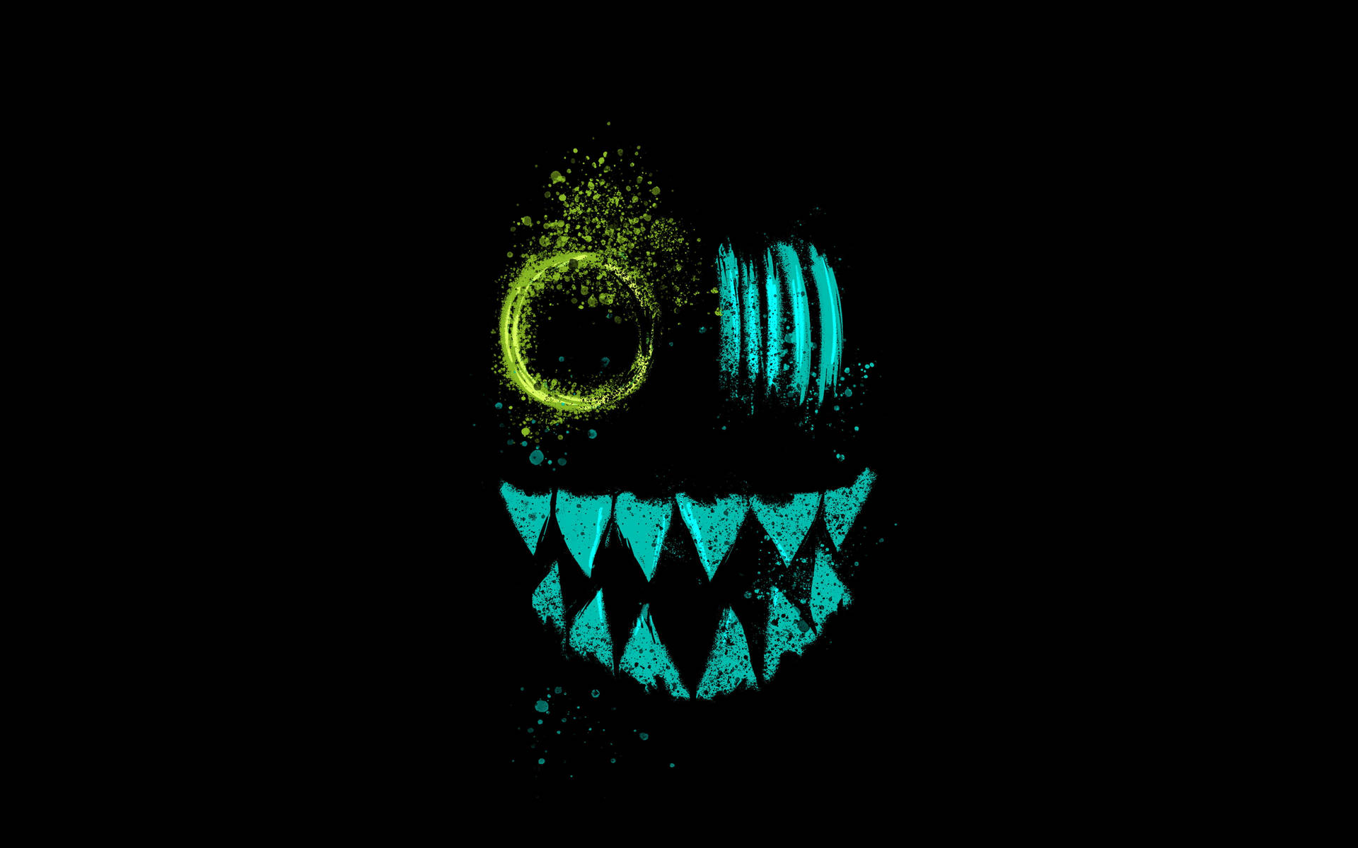 Neon Creepy Smile Background Black Background