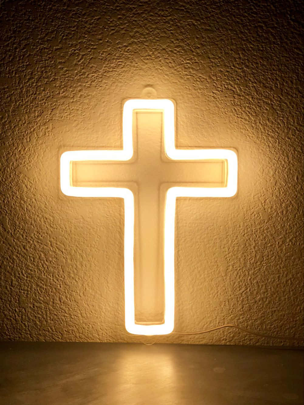 Neon Cross Bright Yellow Background