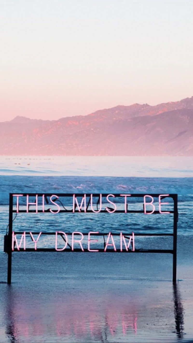 Neon Dream Aesthetic Quote About Reality Background