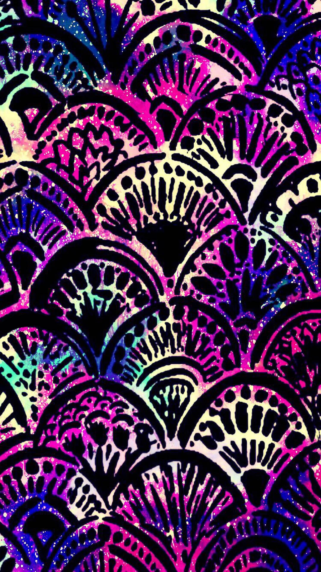 Neon Fan Tribal Pattern Background