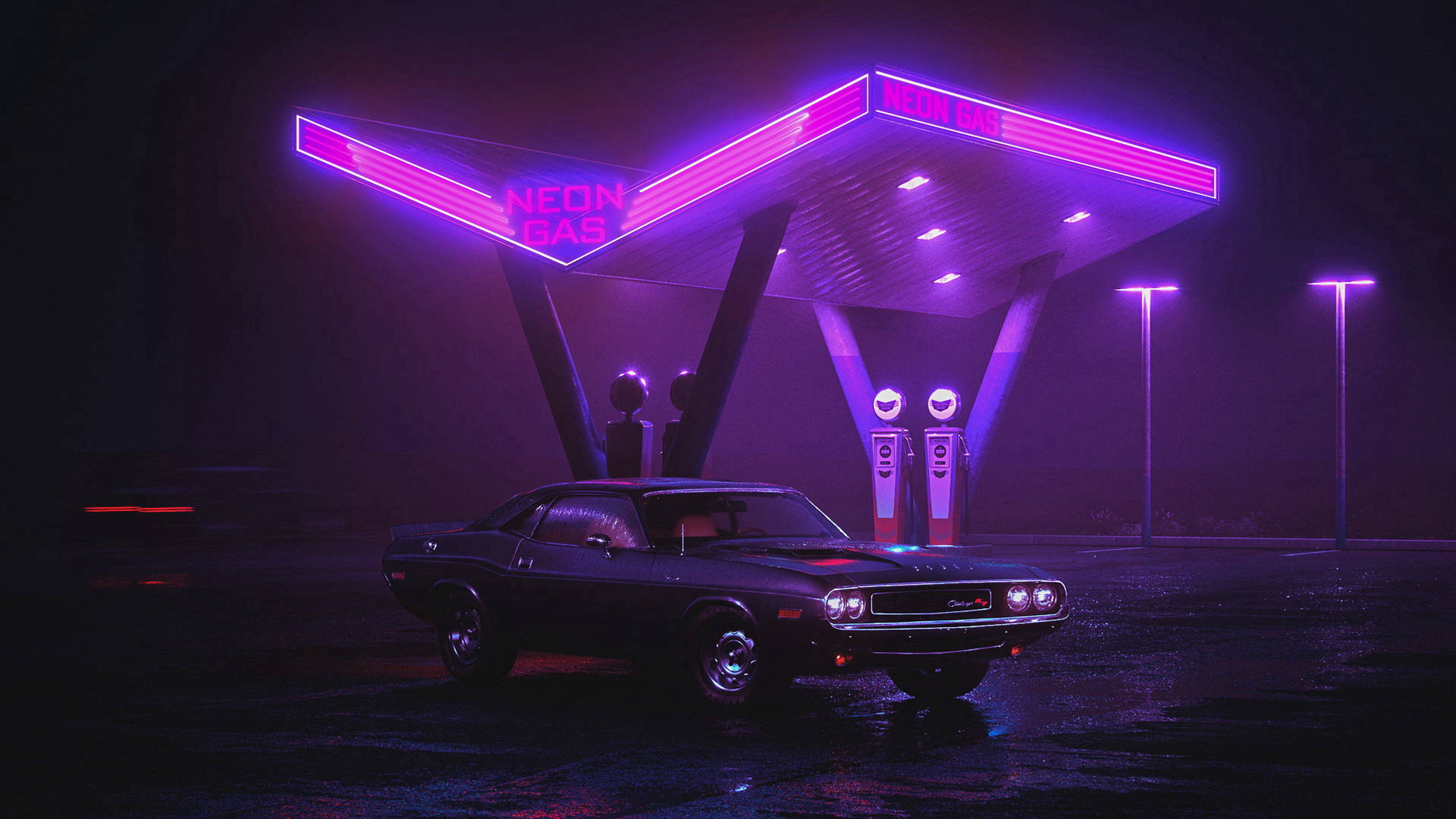 Neon Gas And Car