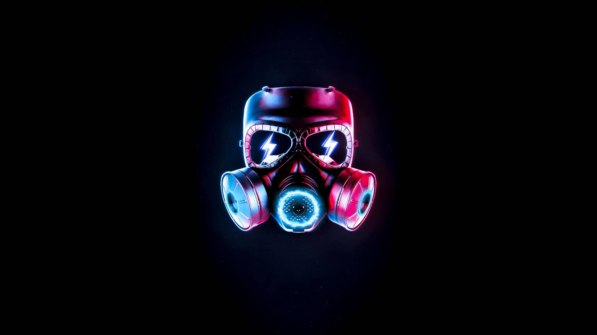Neon Gas Mask On Plain Black