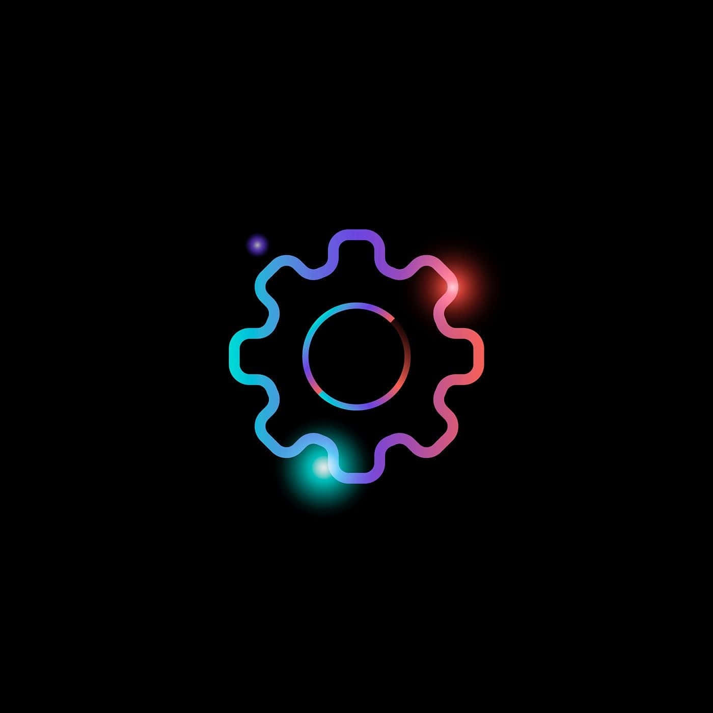 Neon Gear Logo Social Media Apps Background