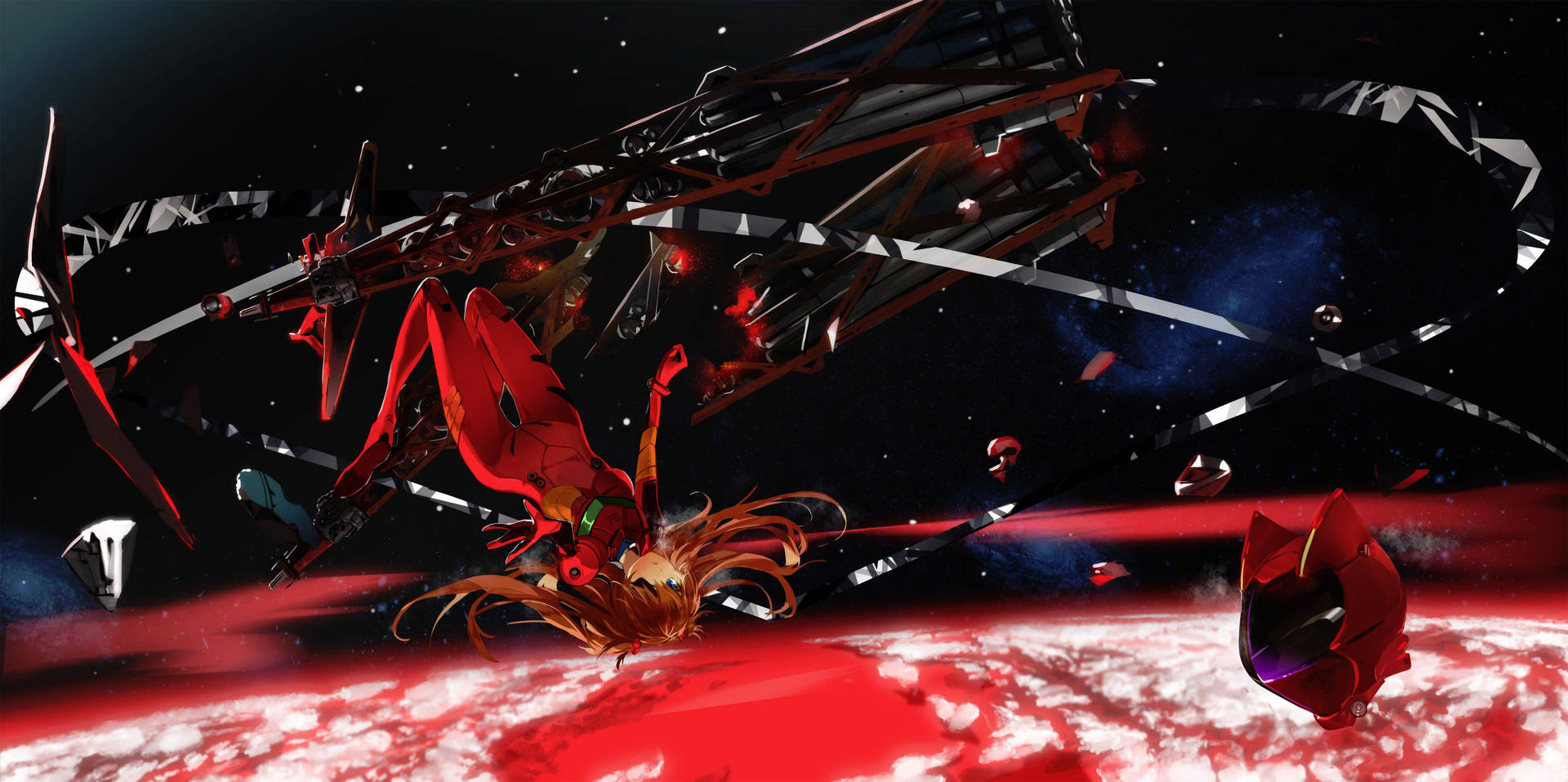 Neon Genesis Evangelion Asuka In Space Background