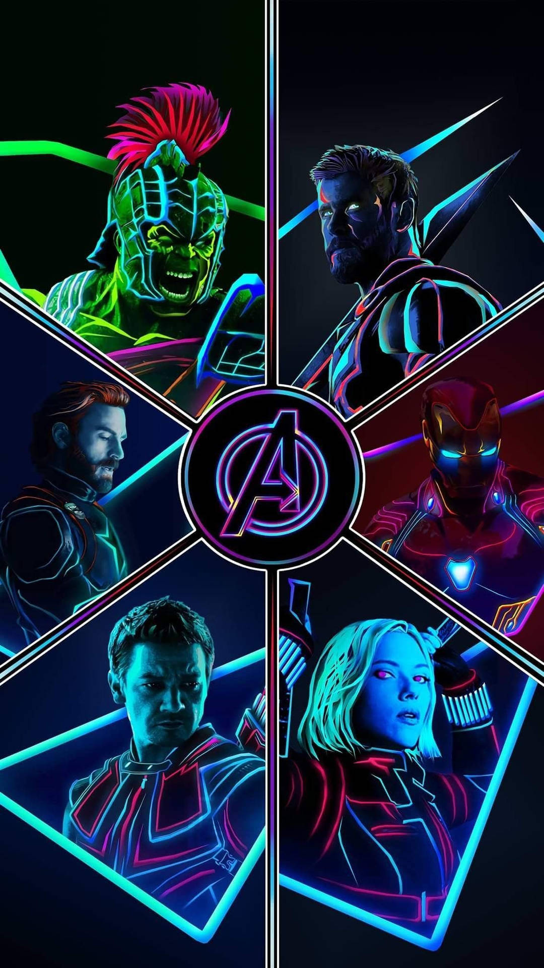 Neon Geometrical Avengers Iphone Design