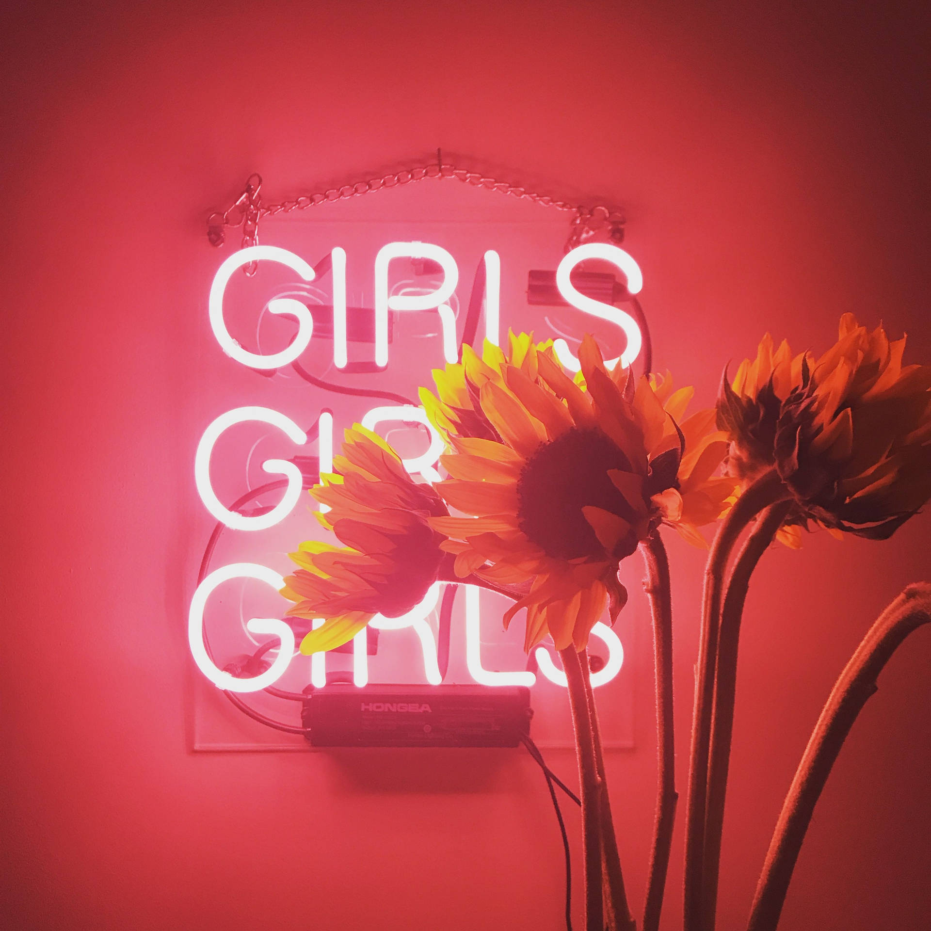 Neon Girls Pastel Red Aesthetic Background