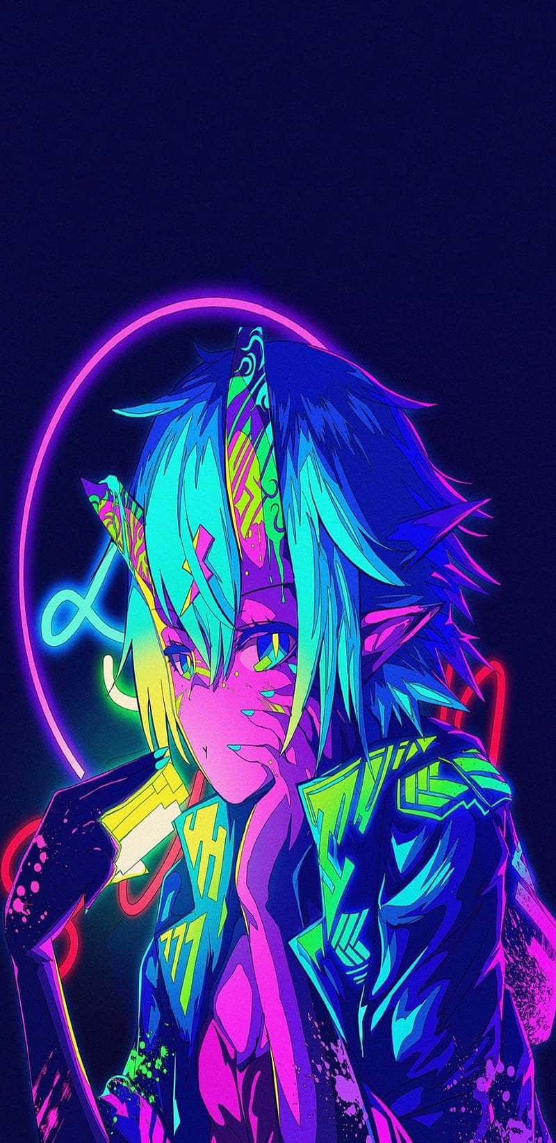 Neon Glow Anime Character Background