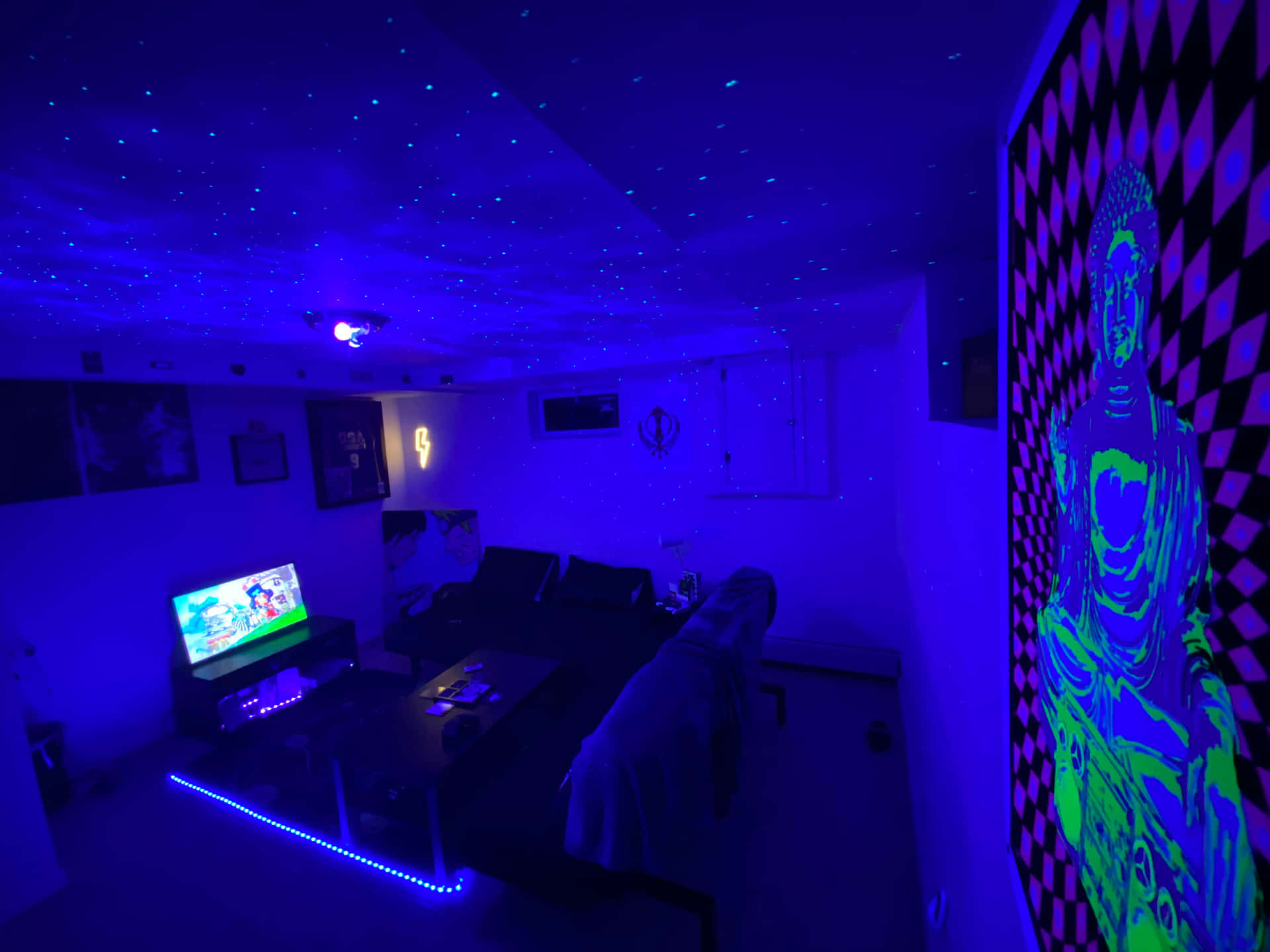Neon Glow Gamer Sanctuary Background