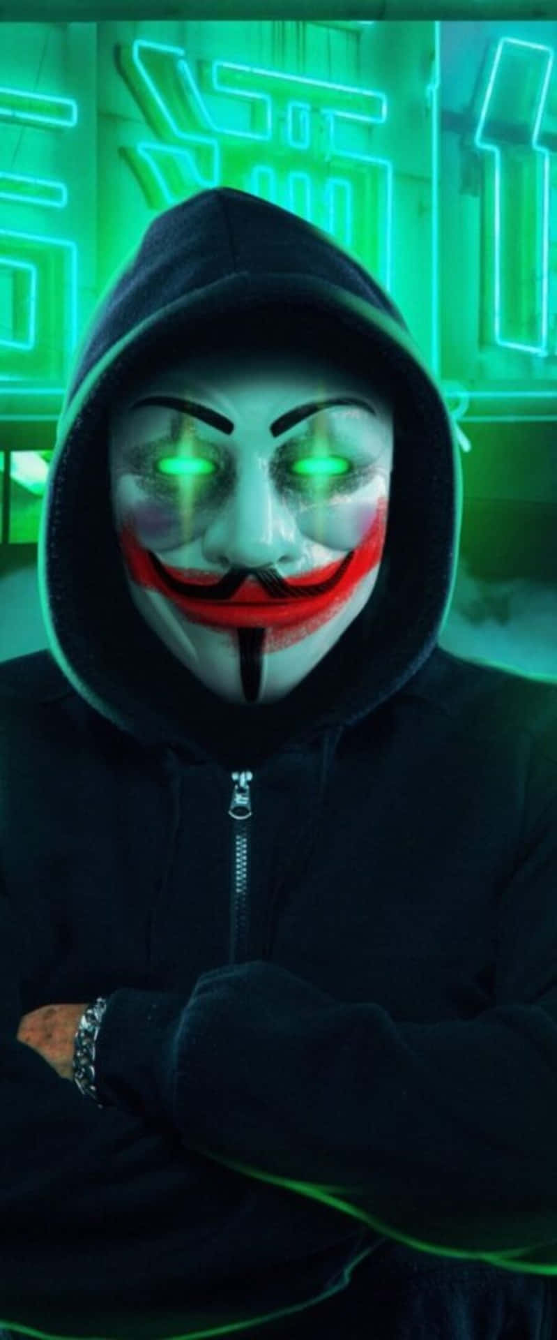 Neon Glow Hacker Mask Background