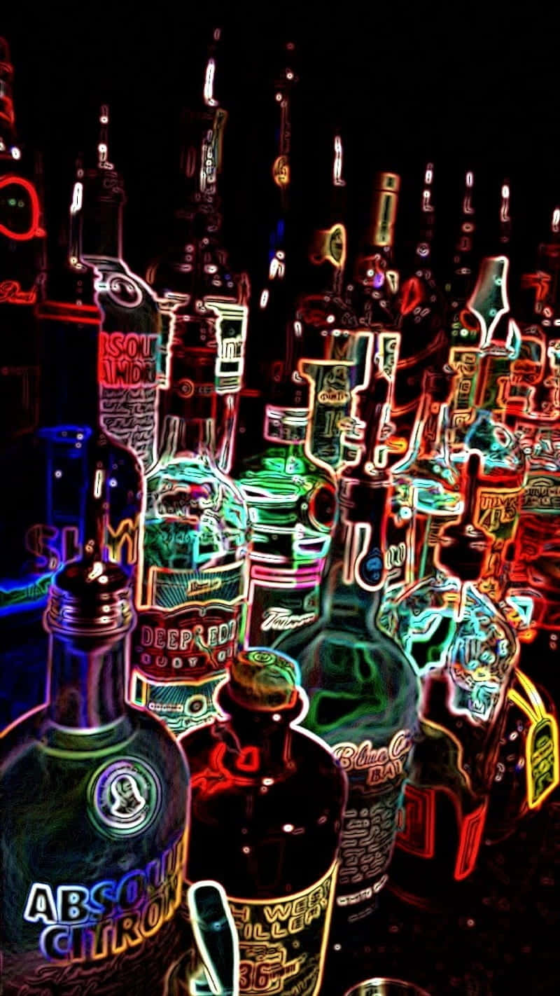 Neon Glow Liquor Bottles