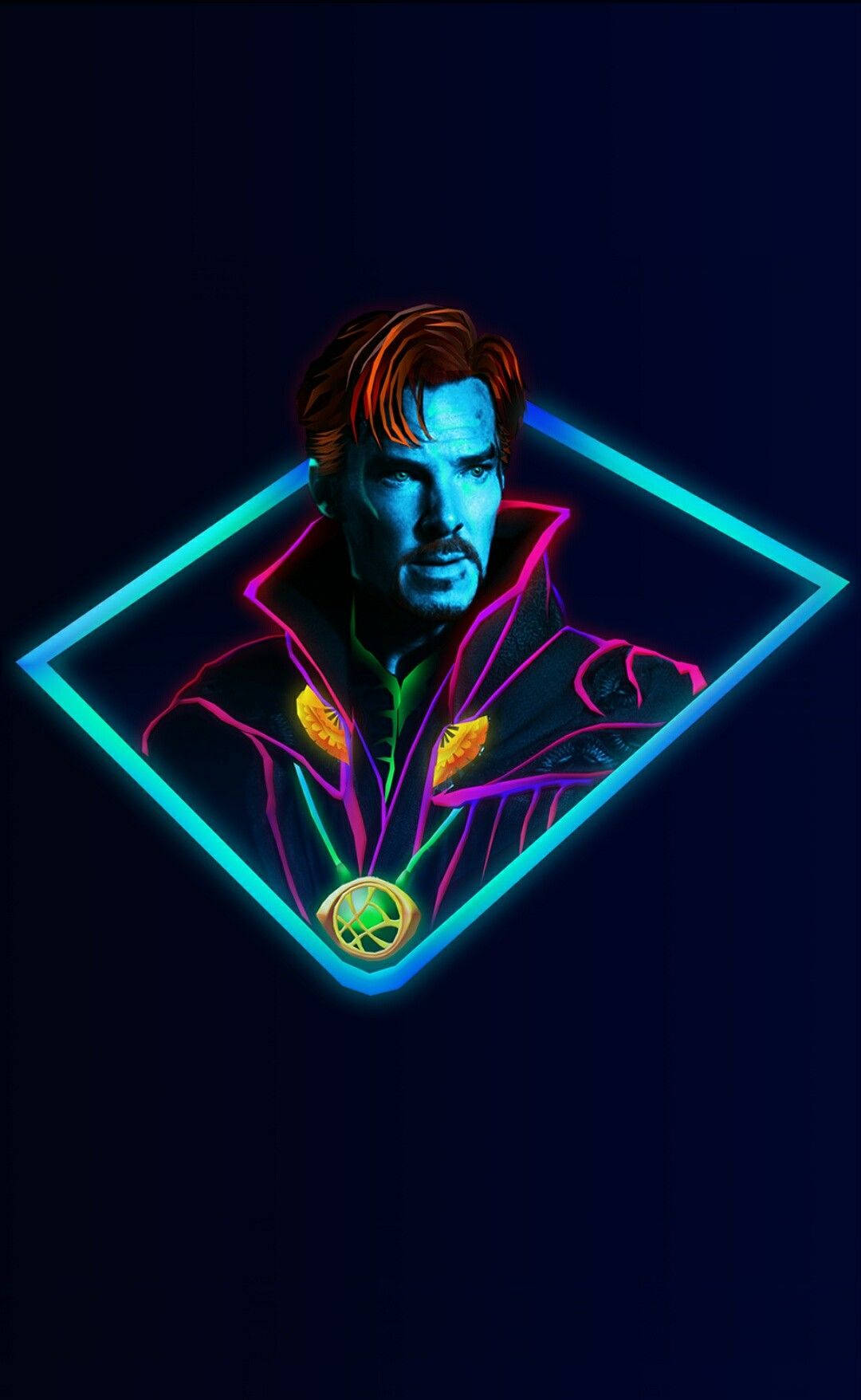 Neon Graphic Art Superhero Doctor Strange Background