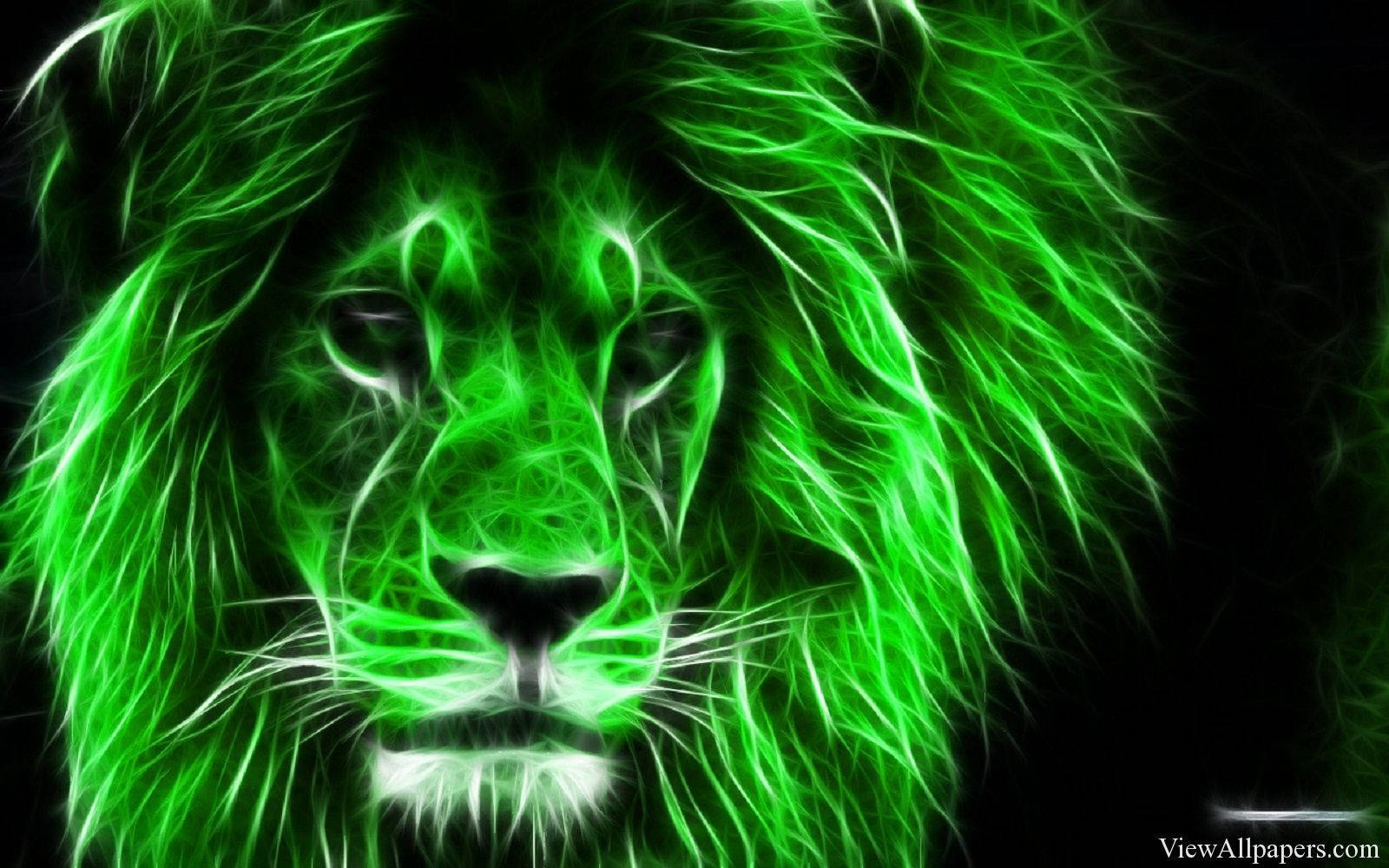 Neon Green 3d Lion Head Background