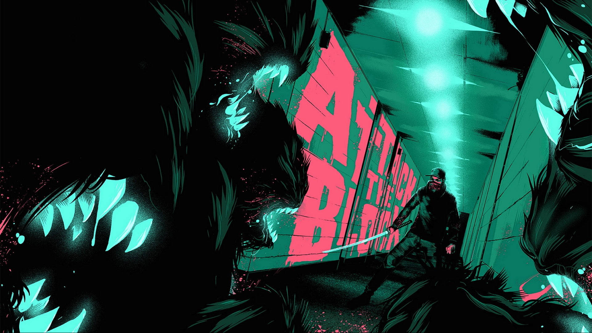 Neon Green Attack The Block Background