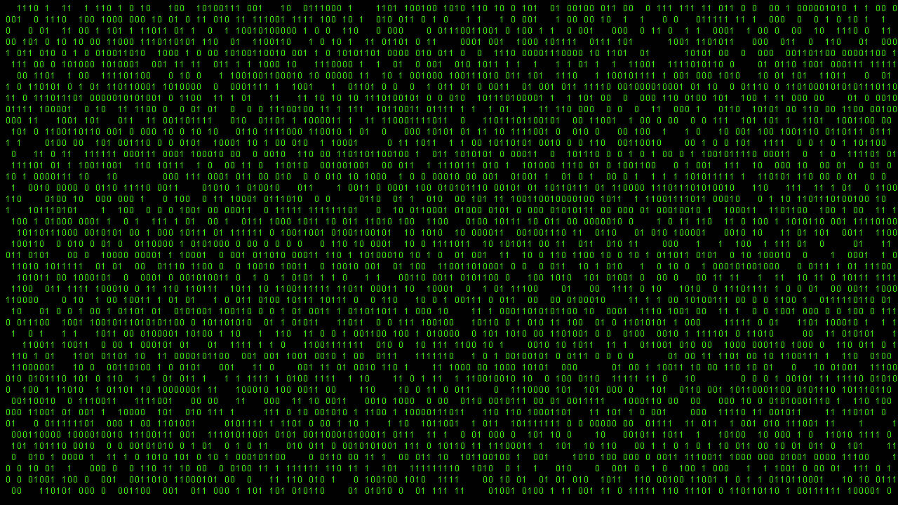Neon Green Binary Matrix Background