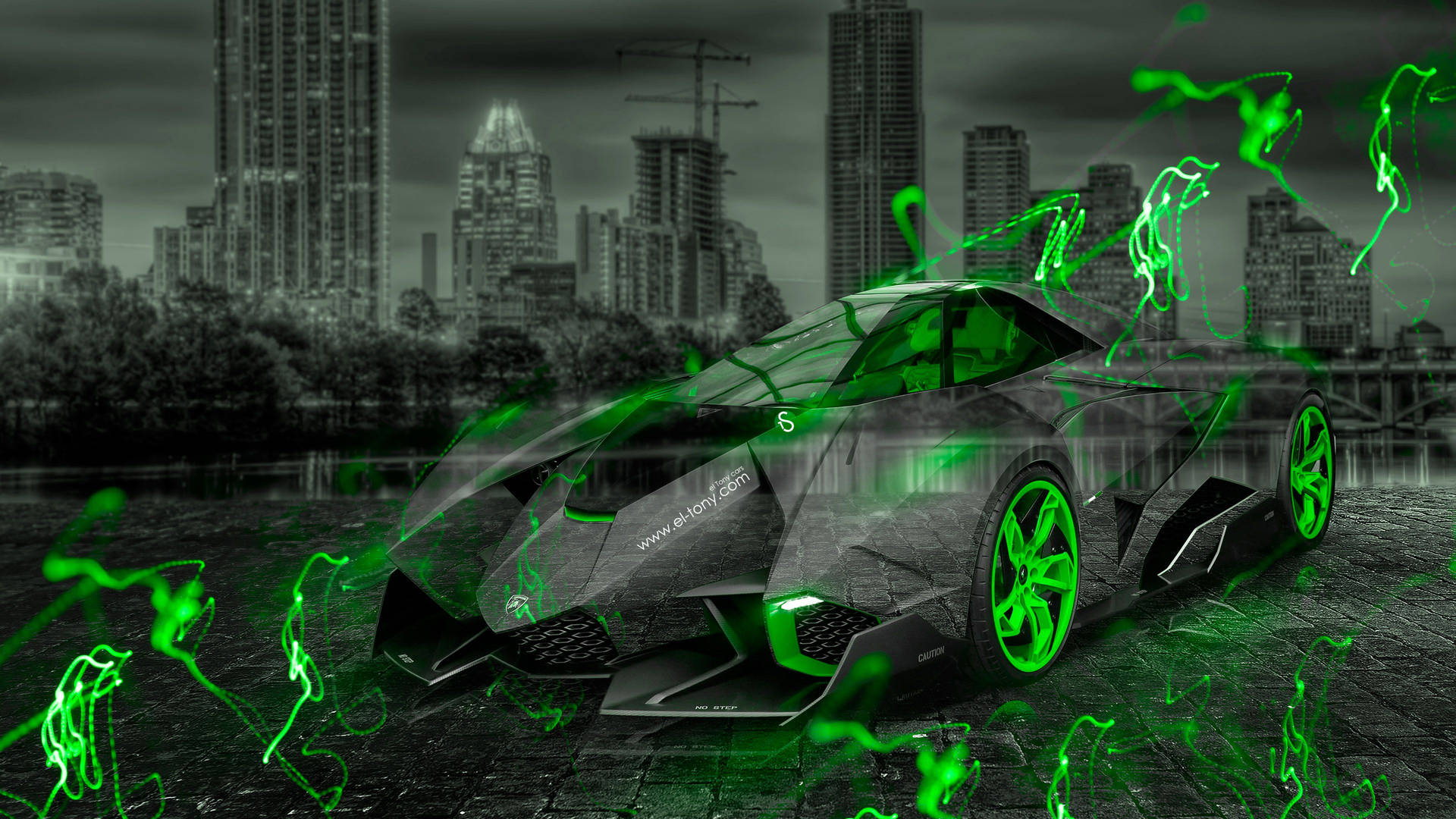 Neon Green Car Effects Background