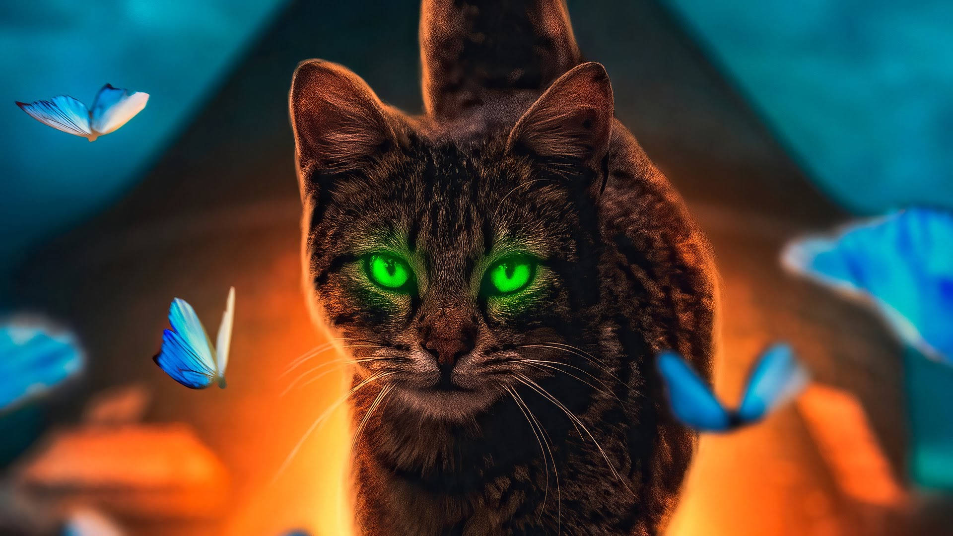 Neon Green Cat Eyes Background
