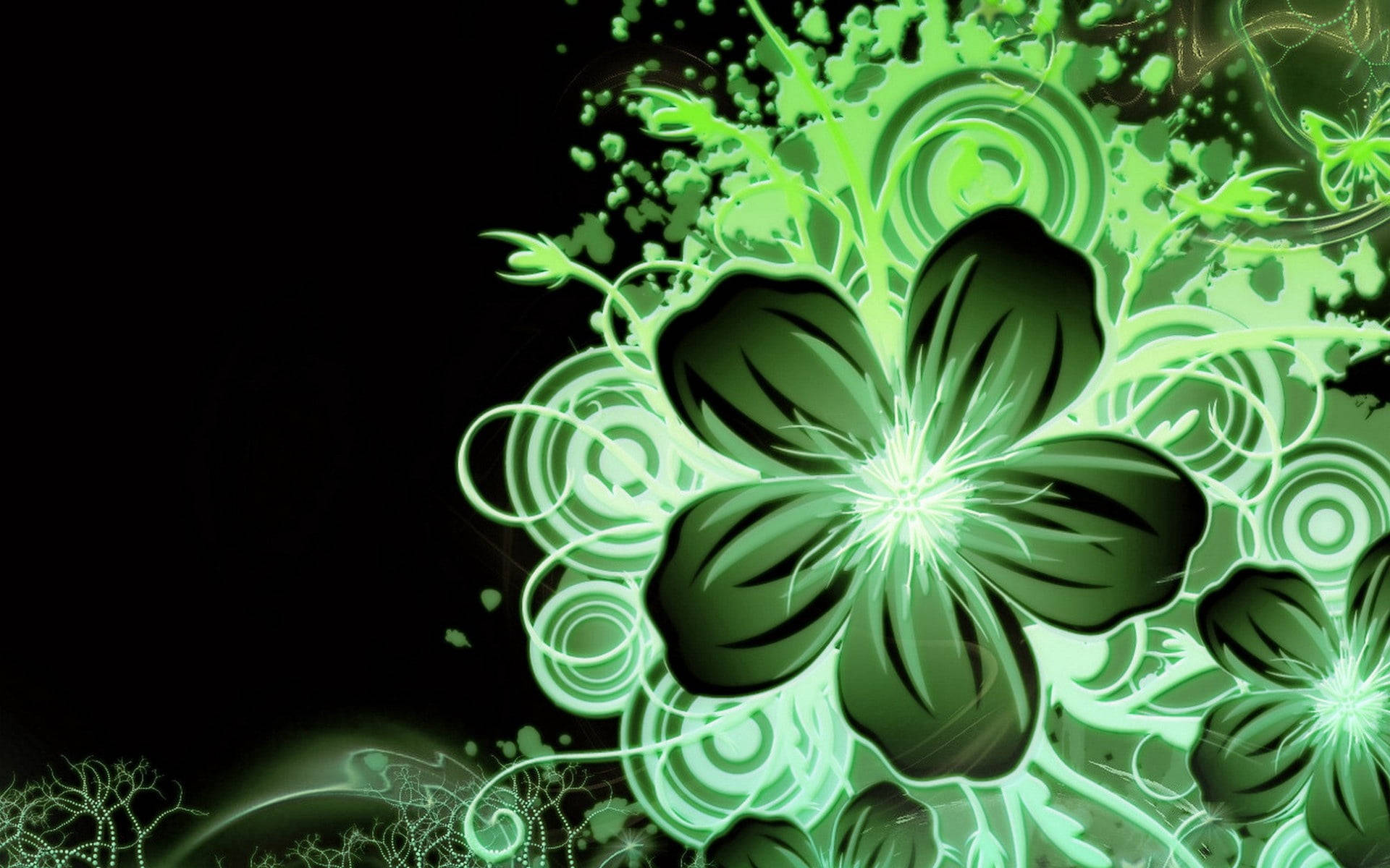 Neon Green Color Flowers Background