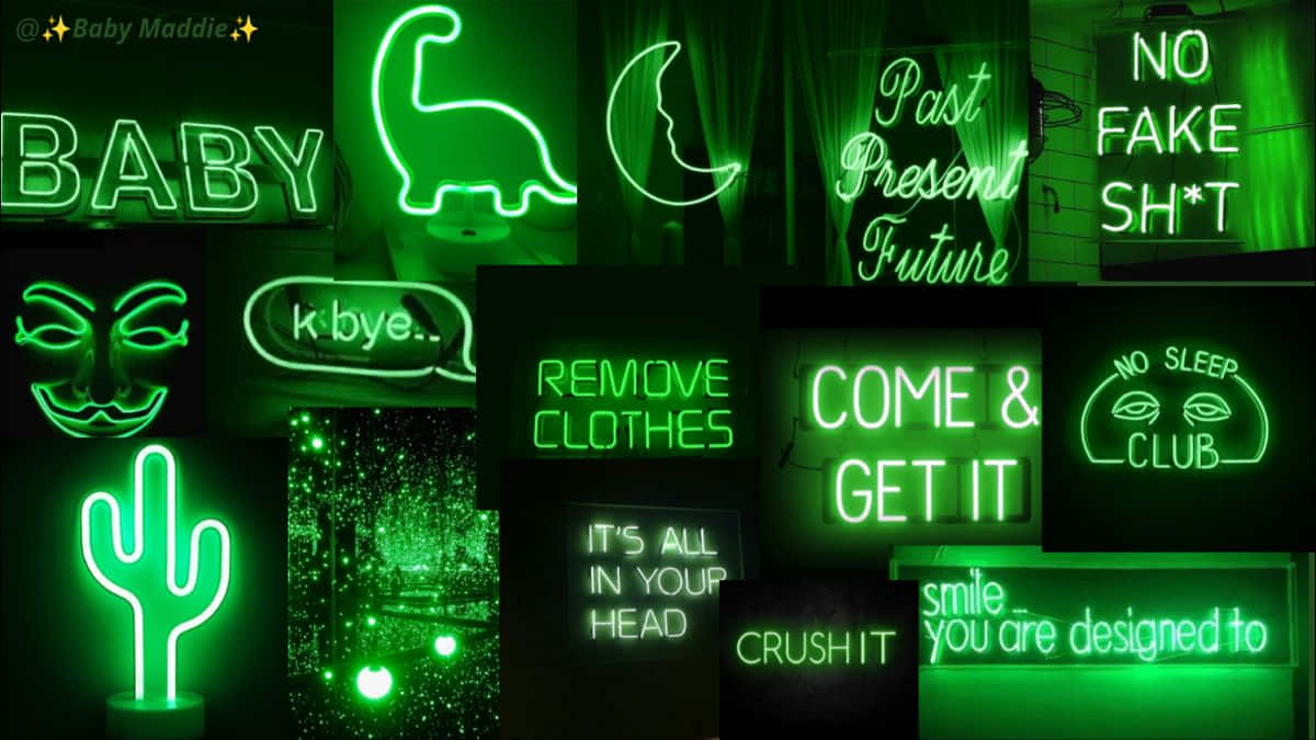 Neon Green Desk Aesthetic Background