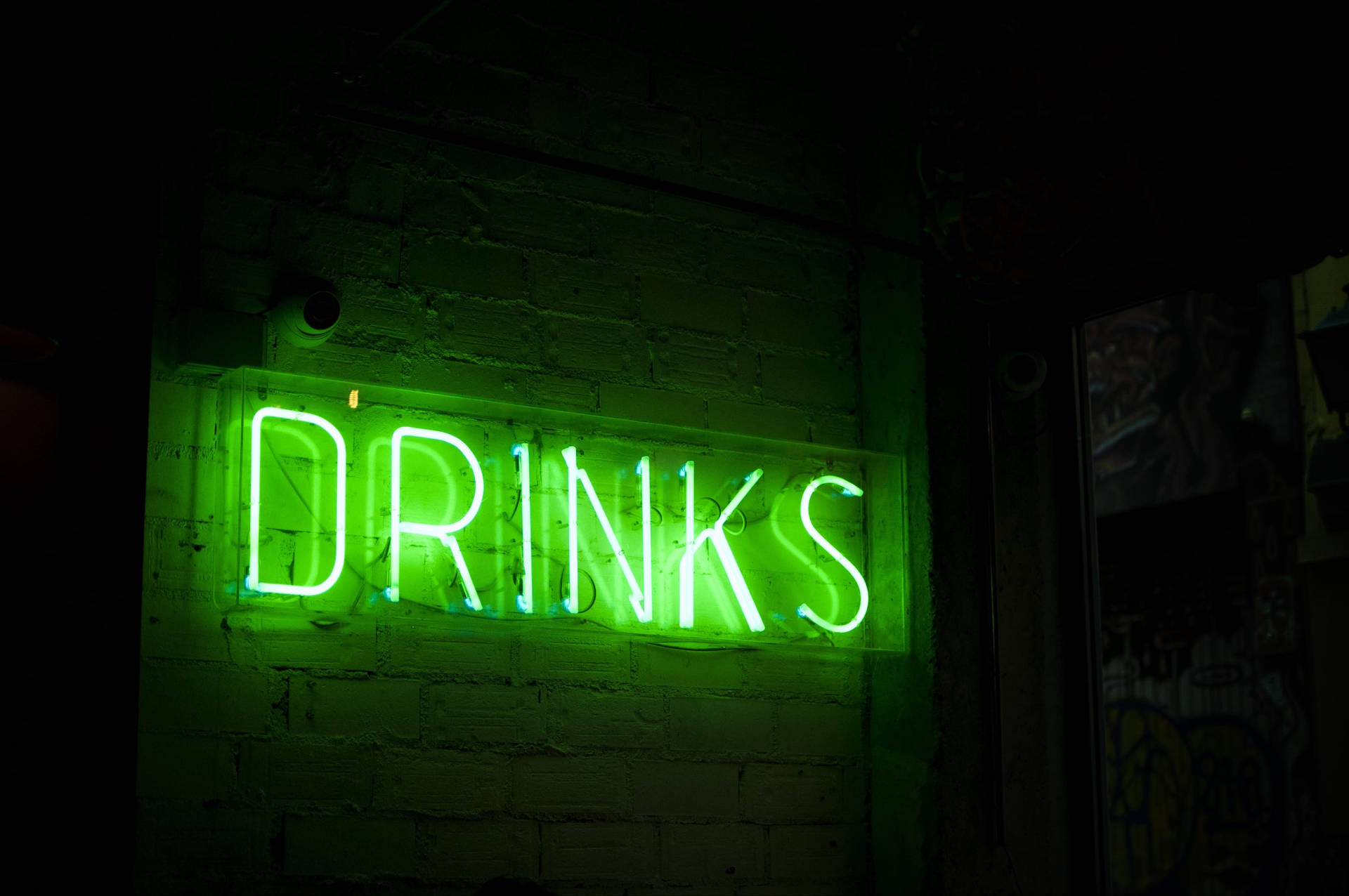 Neon Green Drinks Signage