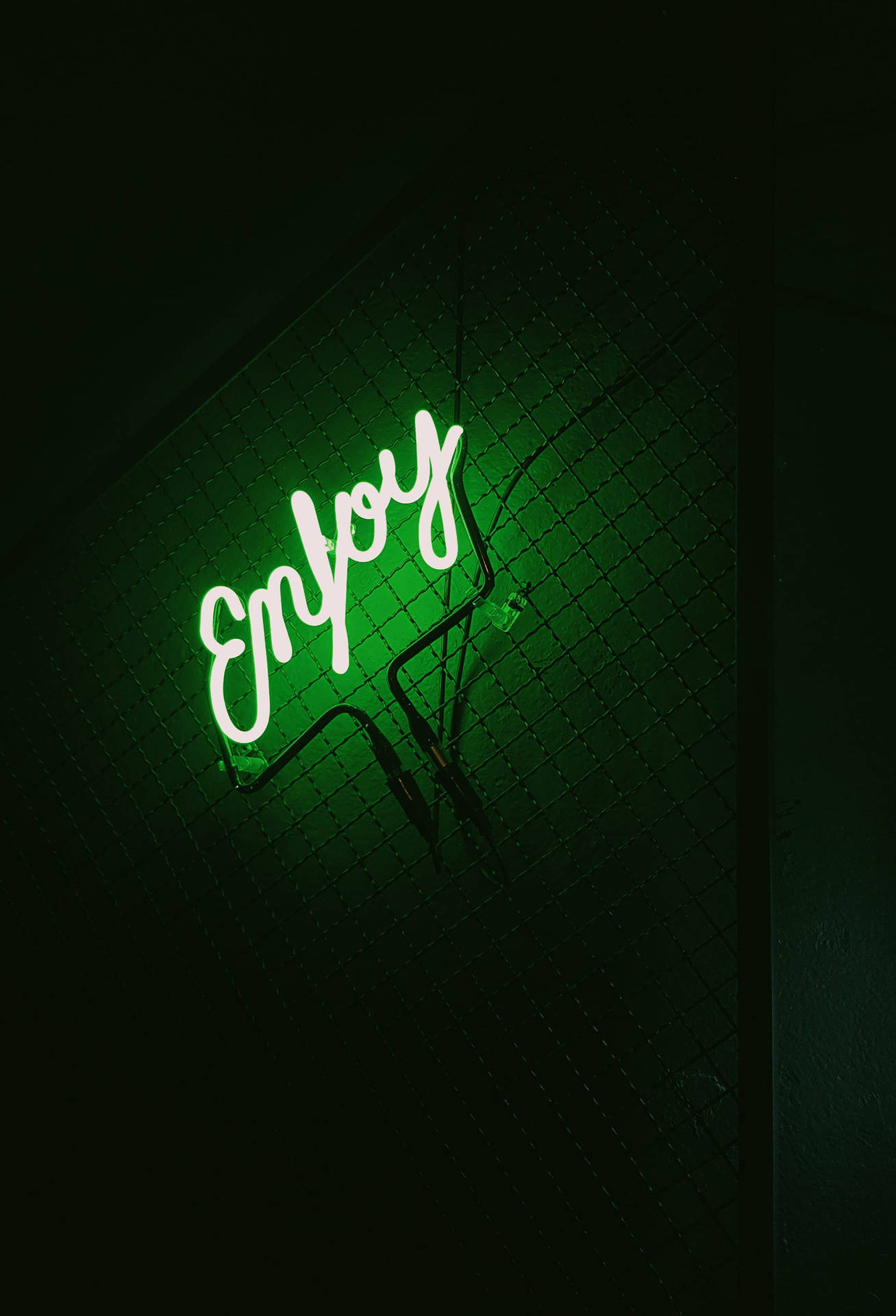 Neon Green Enjoy Signage Background